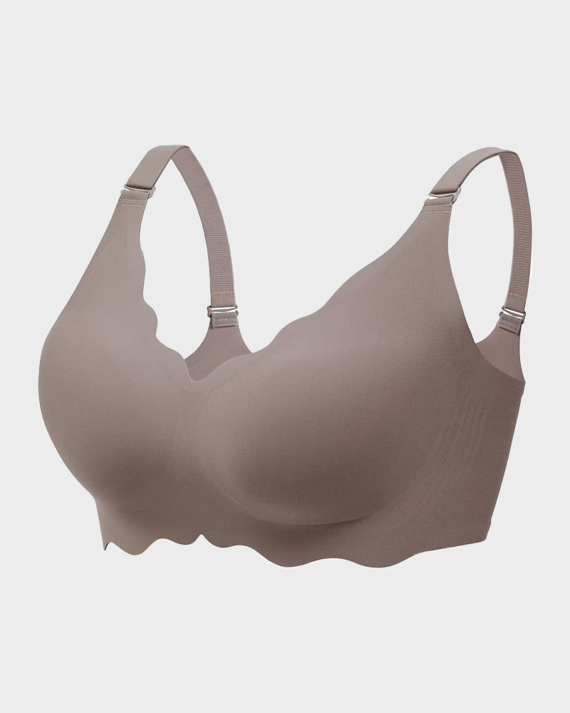 LilyCurve Soft Full Coverage Scalloped Wireless Jelly Bra in GY