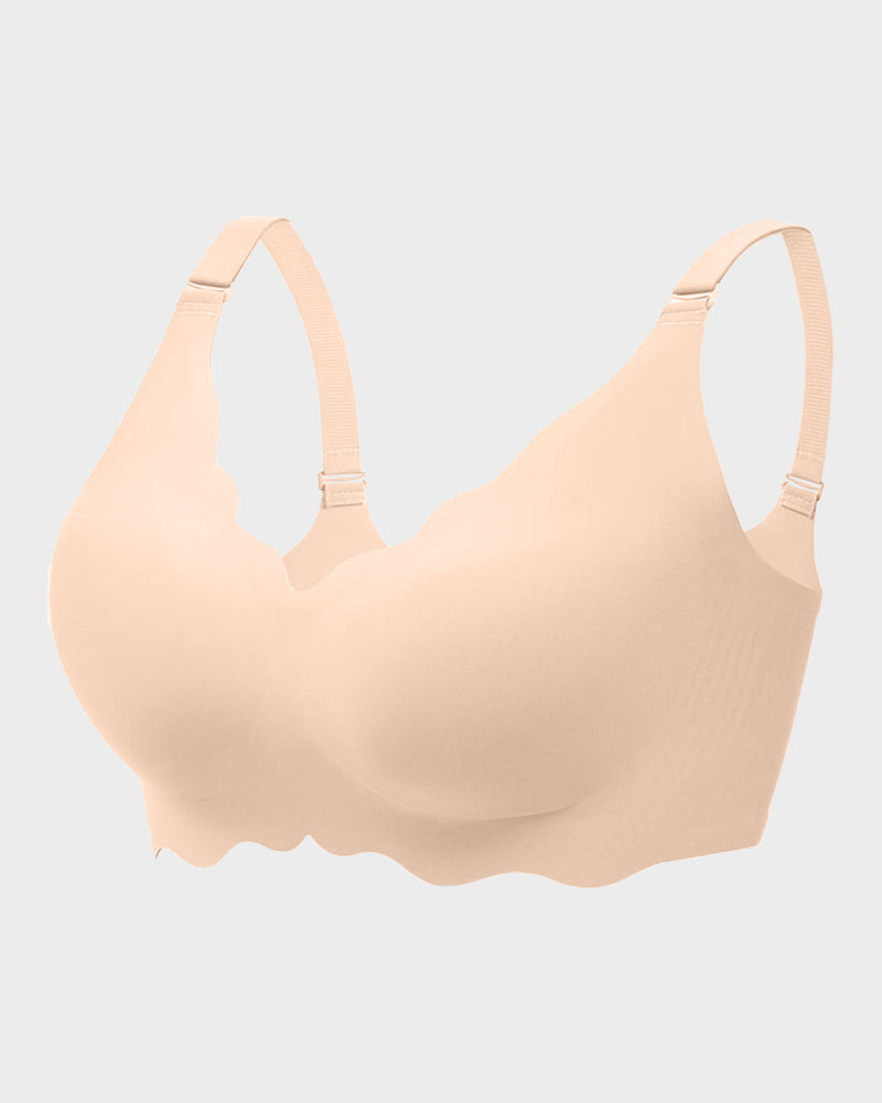 LilyCurve Soft Full Coverage Scalloped Wireless Jelly Bra in GY