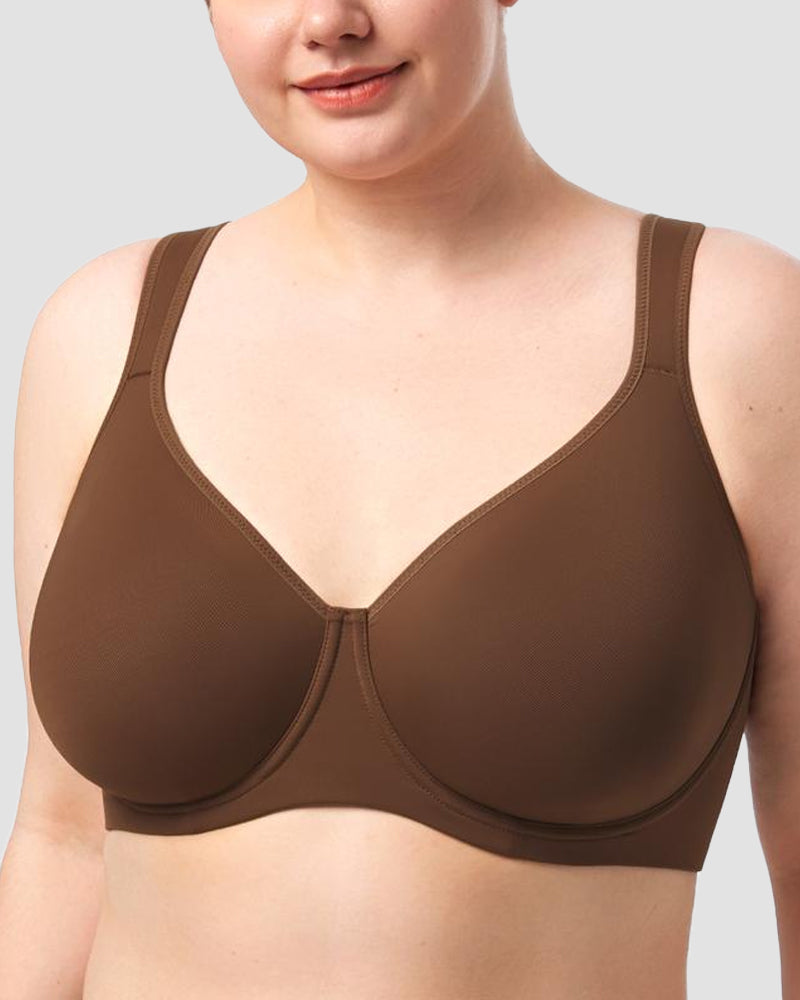 LilyCurve Soft Plus Size Full Coverage Unlined Minimizer Bra in BK