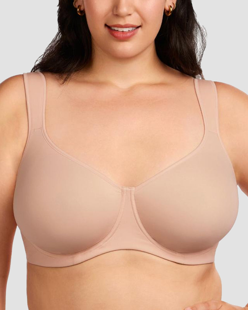 LilyCurve Soft Plus Size Full Coverage Unlined Minimizer Bra in BK