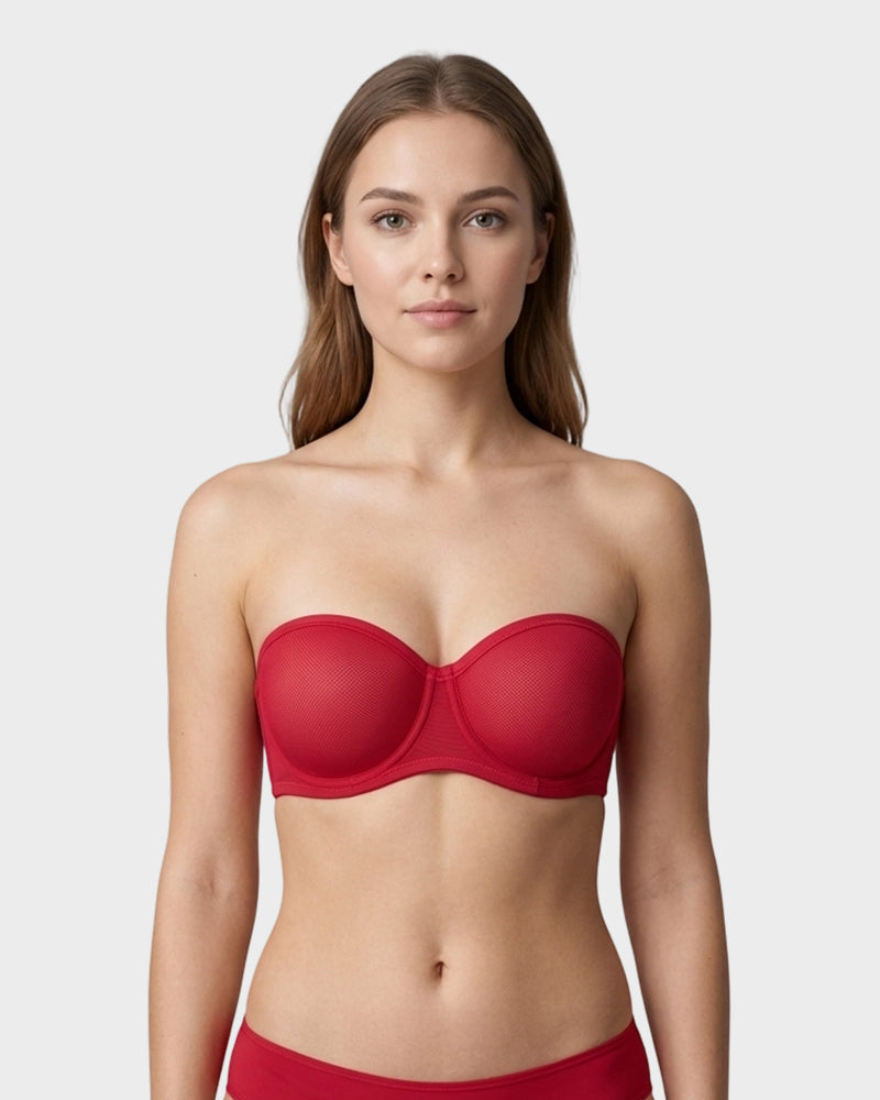 LilyCurve Strapless Mesh Underwire Balconette Bra in LE