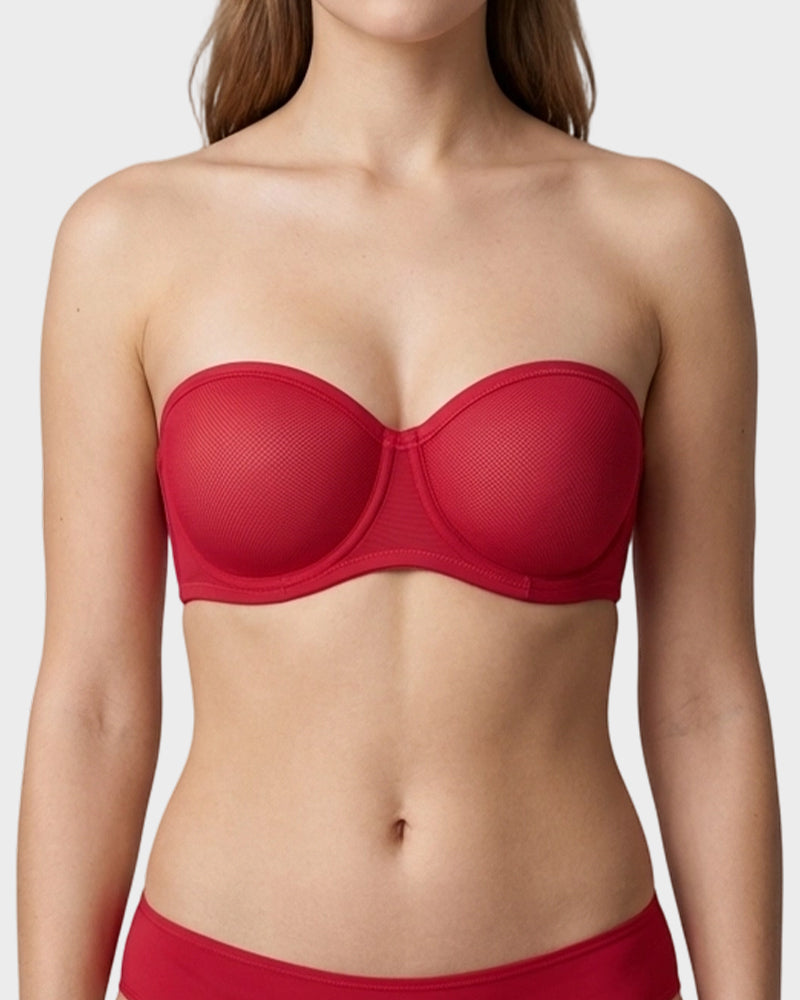 LilyCurve Strapless Mesh Underwire Balconette Bra in LE
