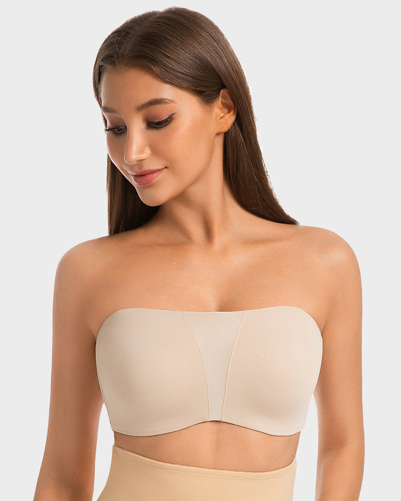 LilyCurve Strapless Anti-Slip Full Coverage Bandeau Bra in NU