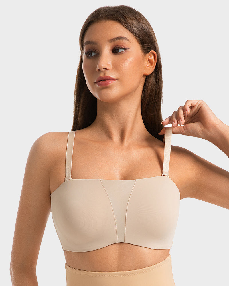 LilyCurve Strapless Anti-Slip Full Coverage Bandeau Bra in NU