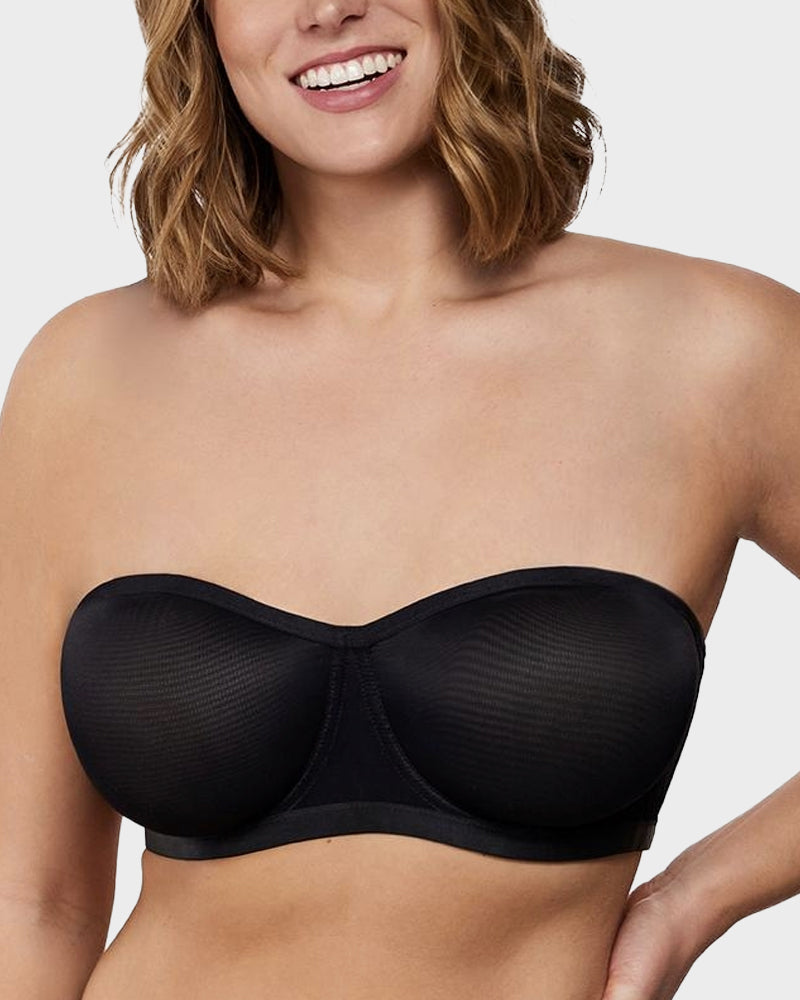 LilyCurve Strapless Mesh Underwire Balconette Bra in LE