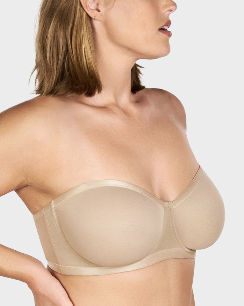 LilyCurve Strapless Mesh Underwire Balconette Bra in LE