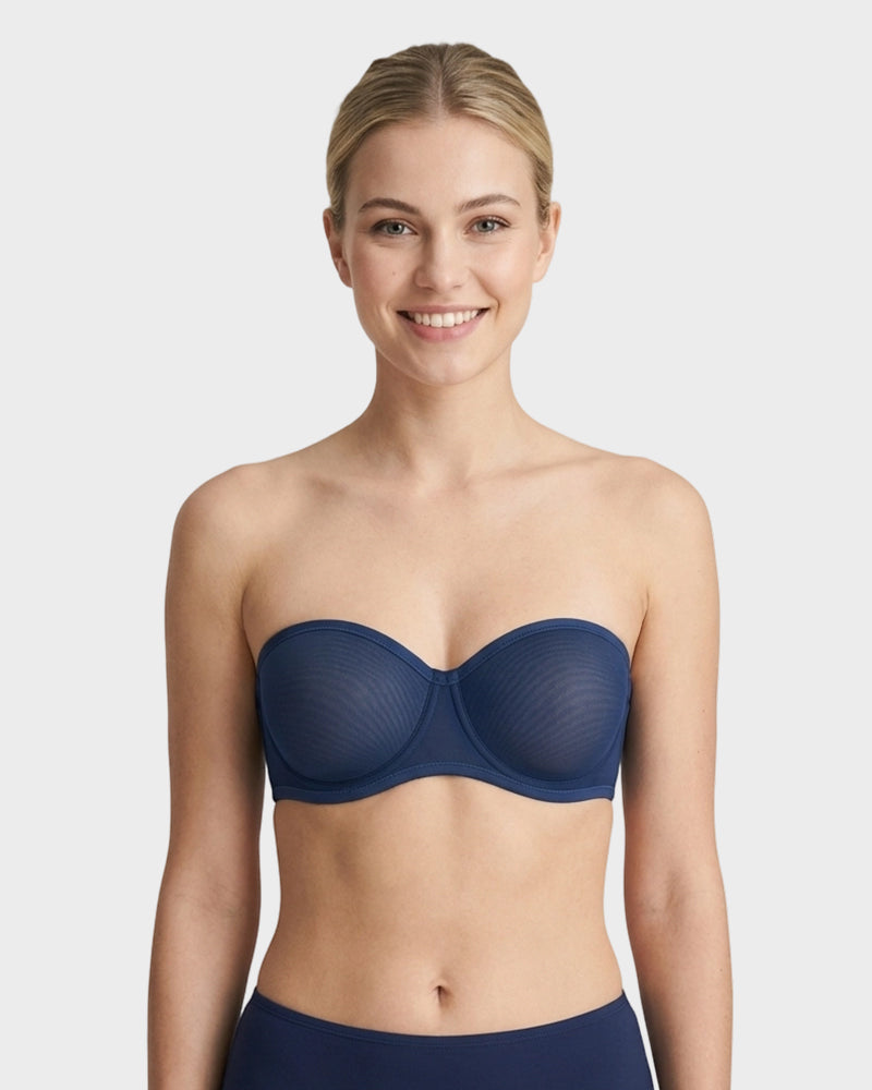 LilyCurve Strapless Mesh Underwire Balconette Bra in LE