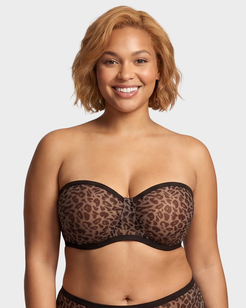 LilyCurve Strapless Mesh Underwire Balconette Bra in LE