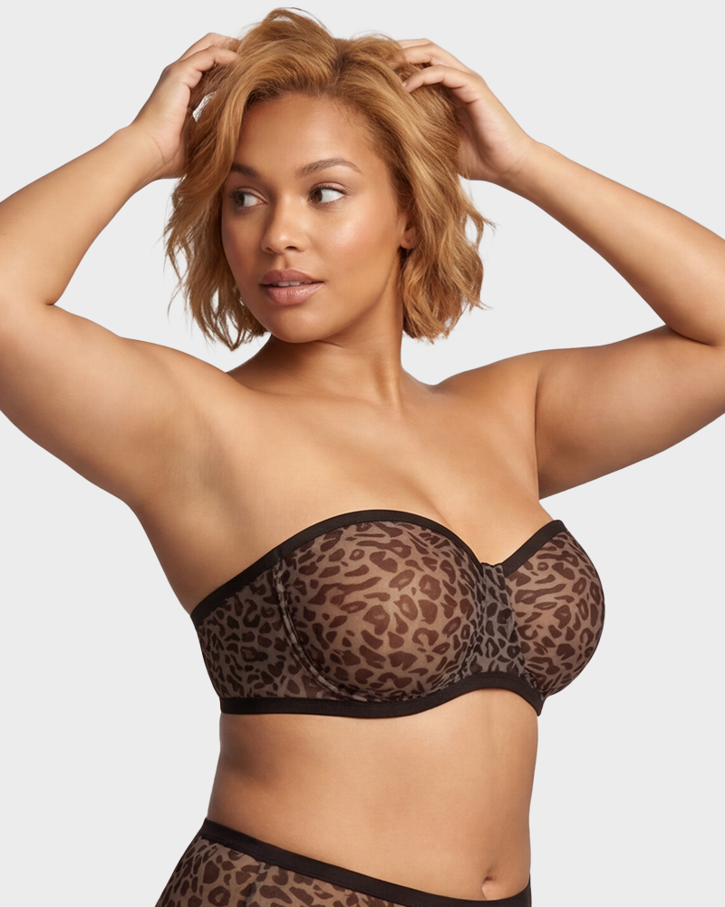 LilyCurve Strapless Mesh Underwire Balconette Bra in LE