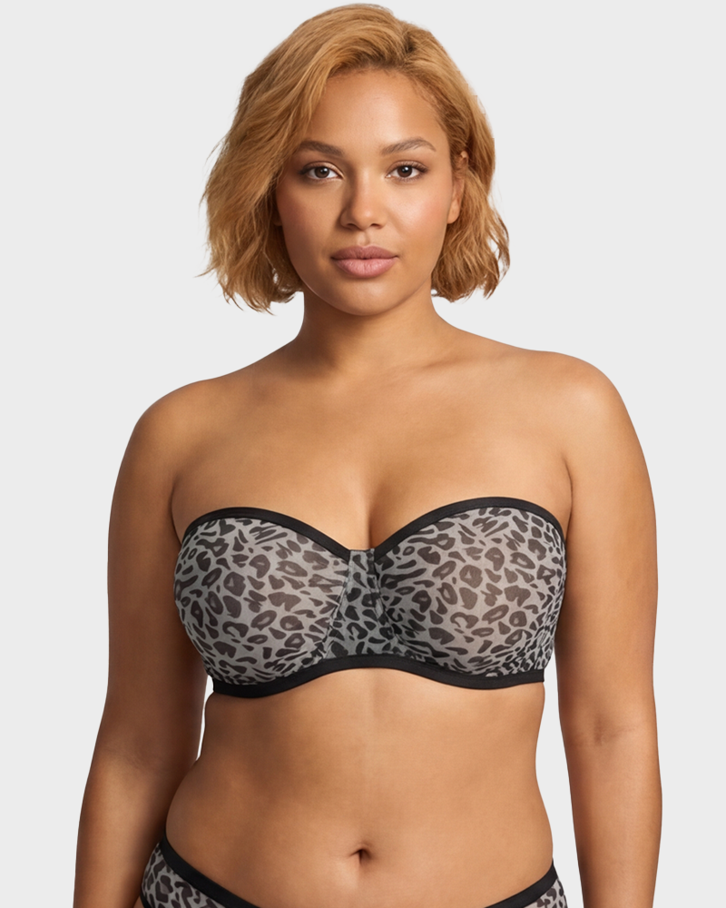 LilyCurve Strapless Mesh Underwire Balconette Bra in LE