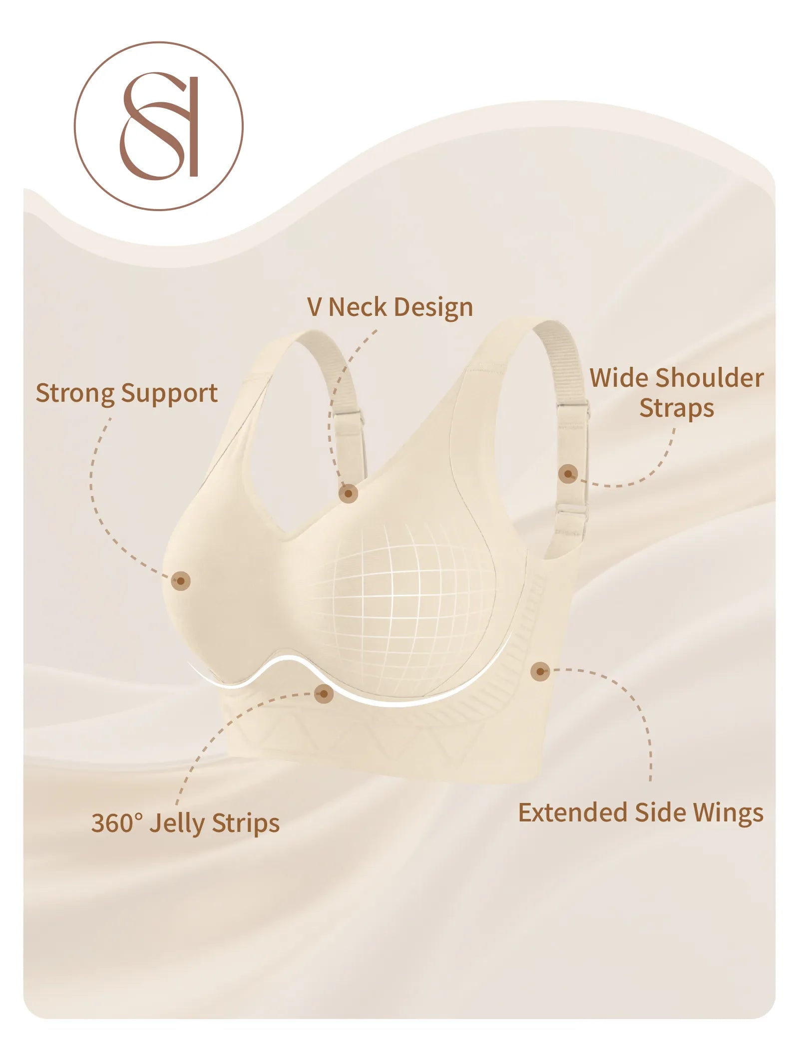 Plus Size Back Fat Smoothing Wireless T-Shirt Bra - Black - View 5