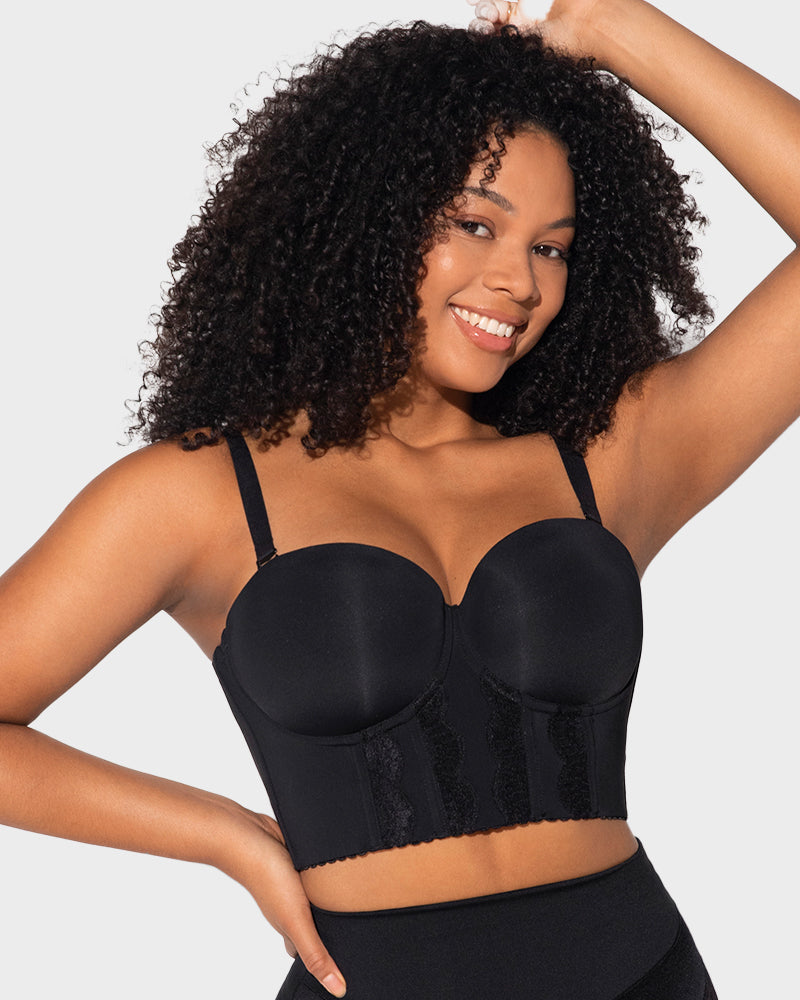 LilyCurve The Low Back Strapless Bra in BK