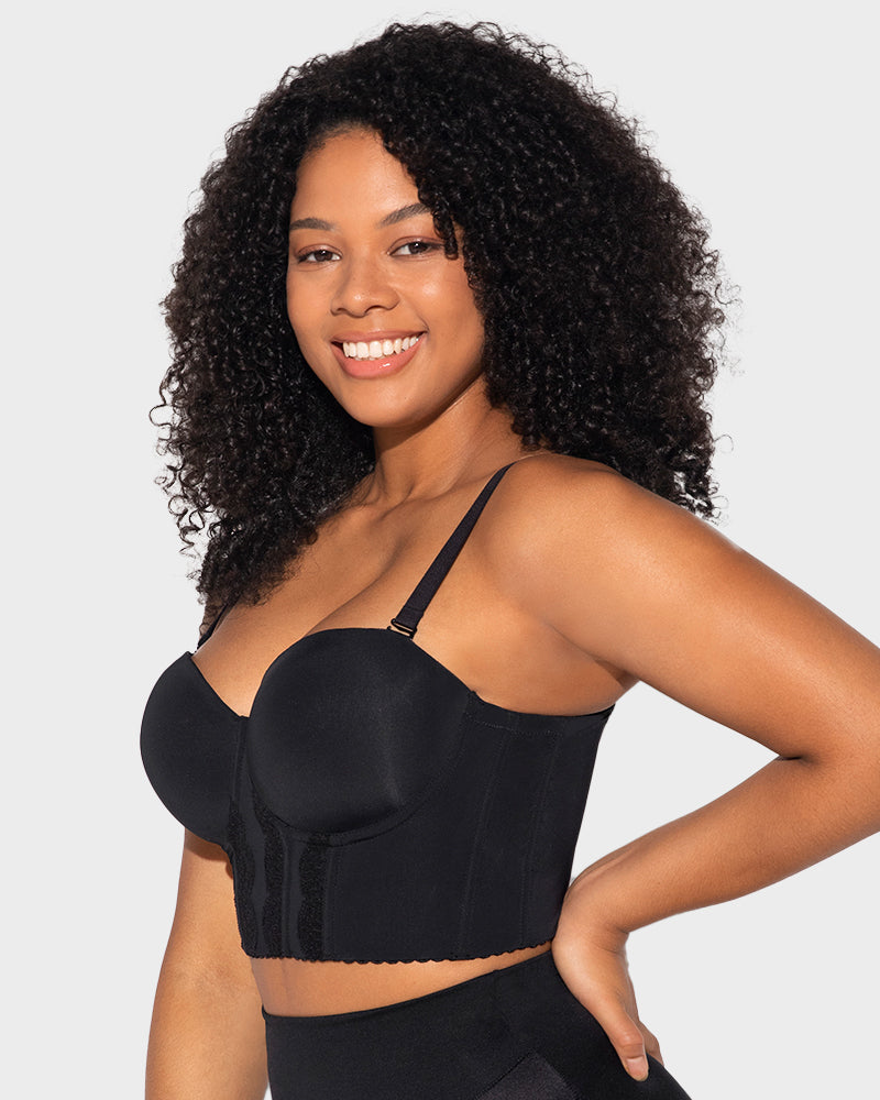 LilyCurve The Low Back Strapless Bra in BK