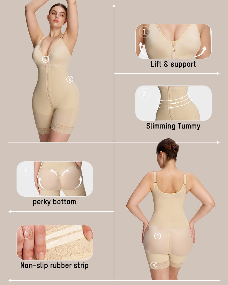 LilyCurve Tummy Control Butt Lifter Shaper with Zipper Crotch Fajas Colombianas in NU