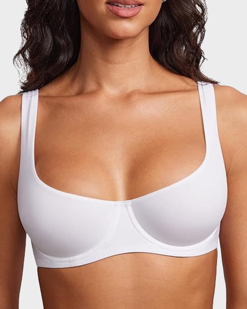 LilyCurve Underwire Support Seamless Unlined Balconette Bra in BN