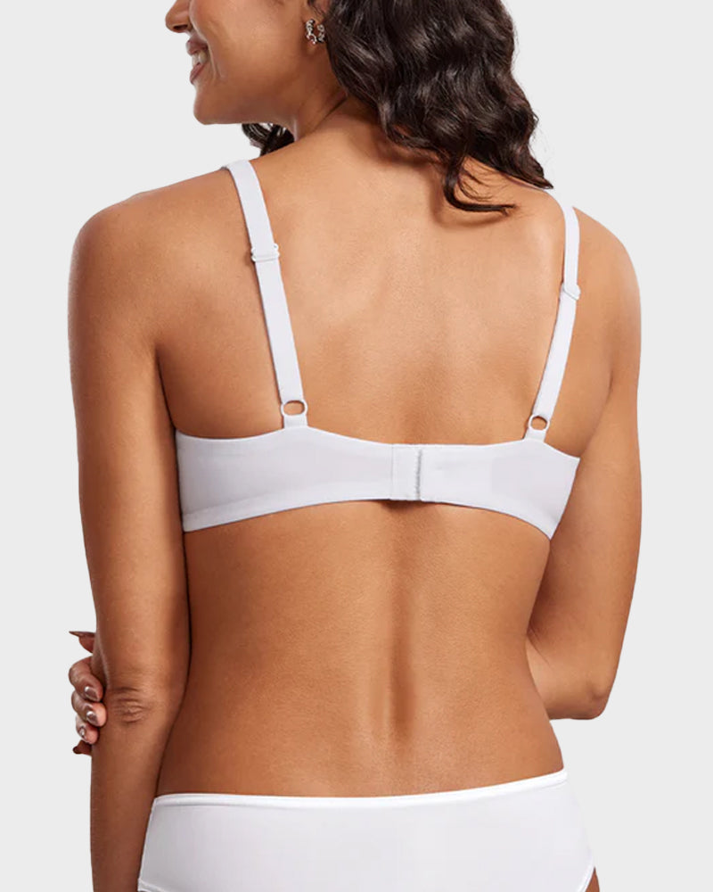LilyCurve Underwire Support Seamless Unlined Balconette Bra in BN