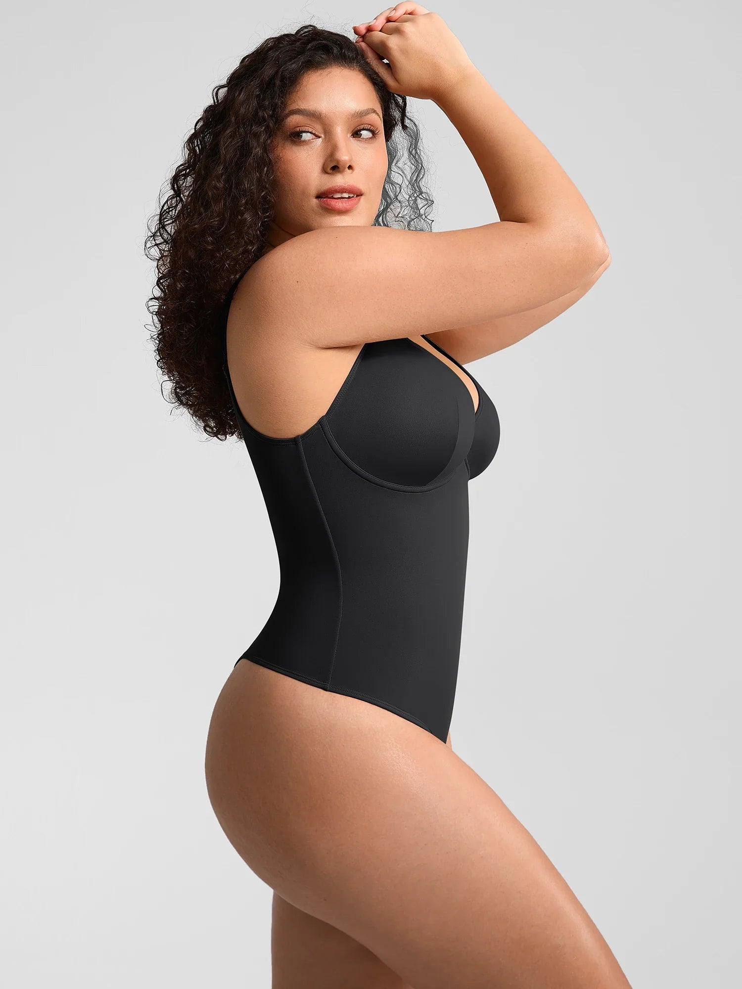 V-Neck Tummy Control Sculpt Bodysuit - V-neck Thong - White - View 8
