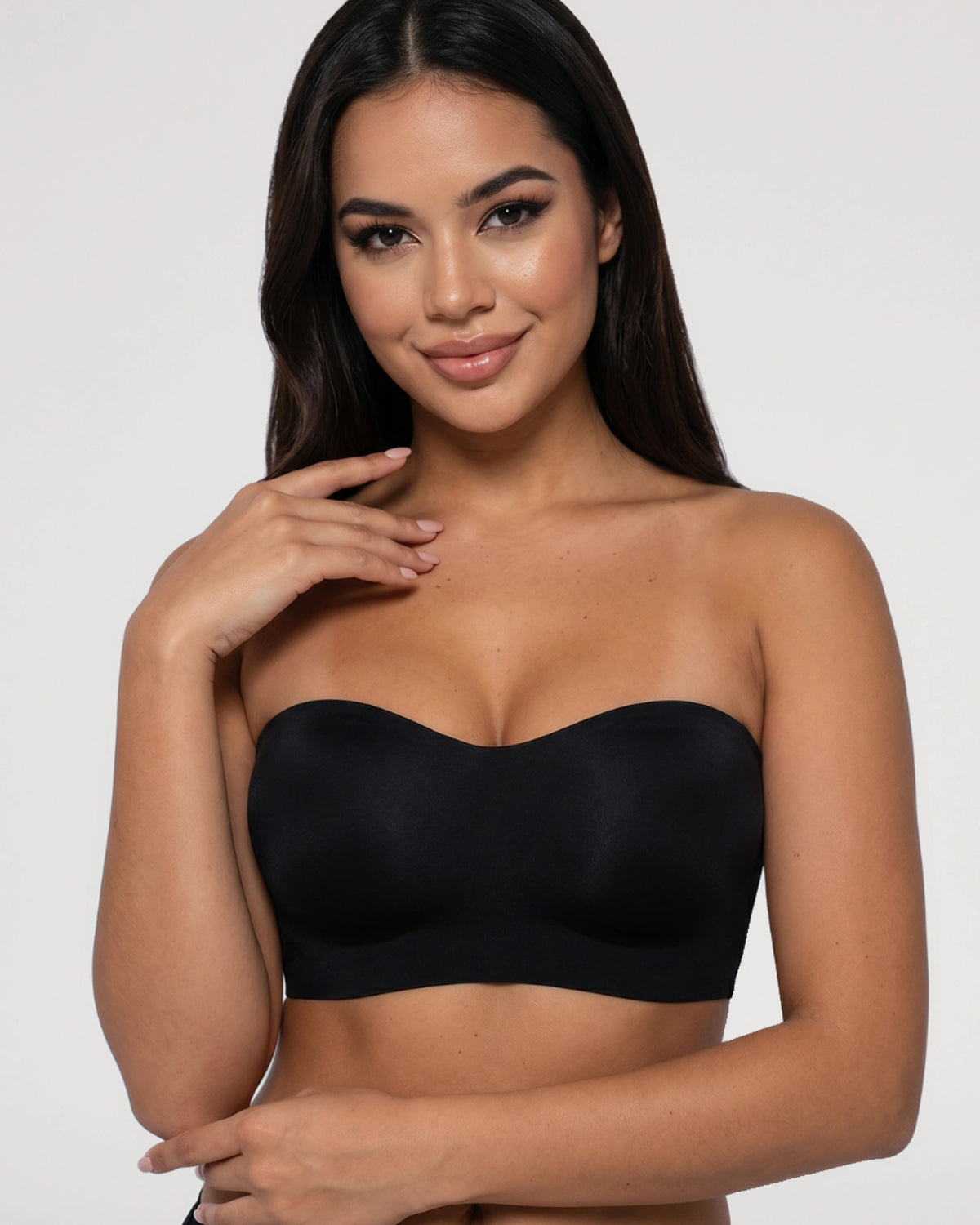 Studio fit image for the Seamless Wireless Strapless Bandeau Bra | LilyCurve