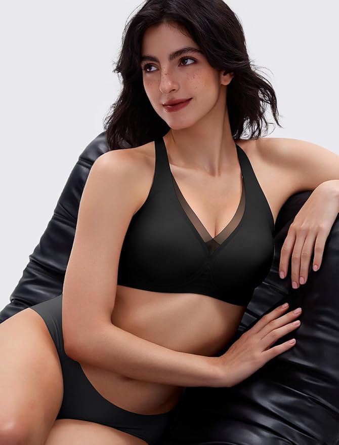 Plunge Mesh Wireless Jelly Seamless Push-Up Bra