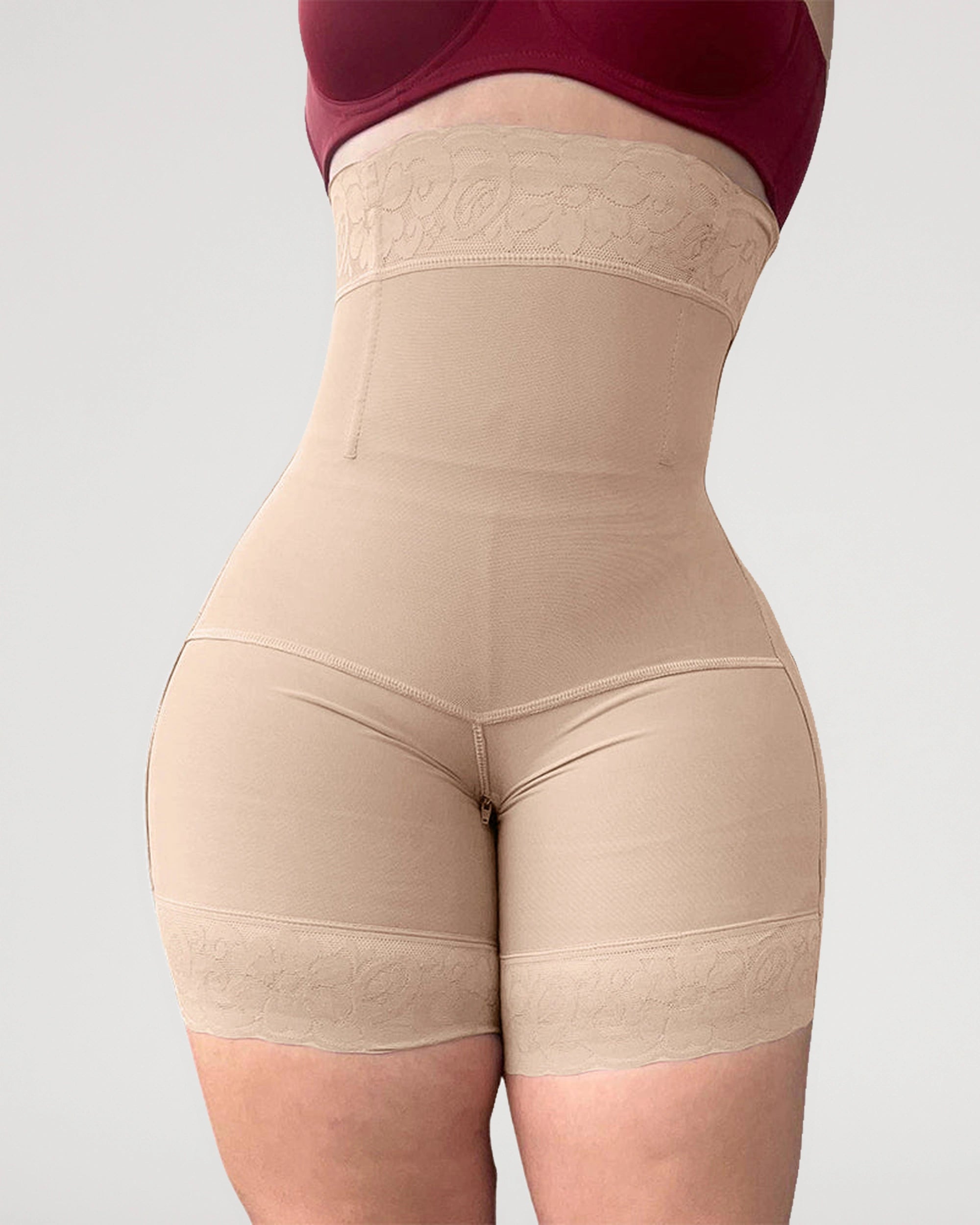 Front fit view of the Sculpting High Waisted Tummy Control Butt Lifter Shorts | LilyCurve