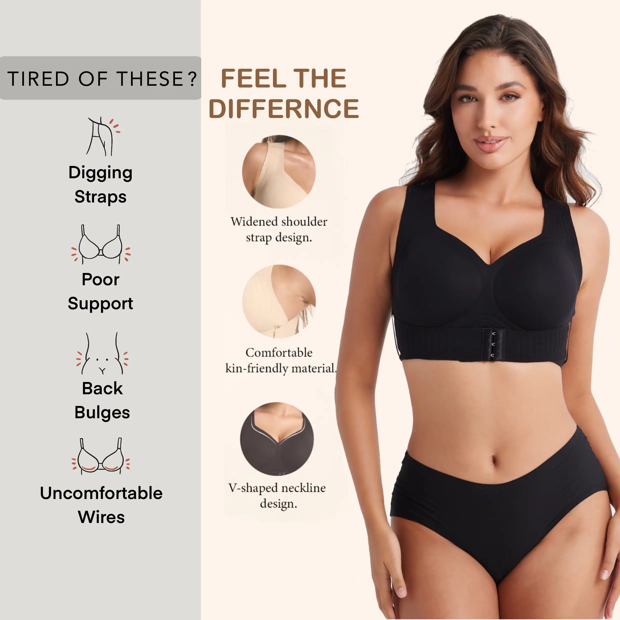 Seamless Front-Closure Wireless Posture Bra