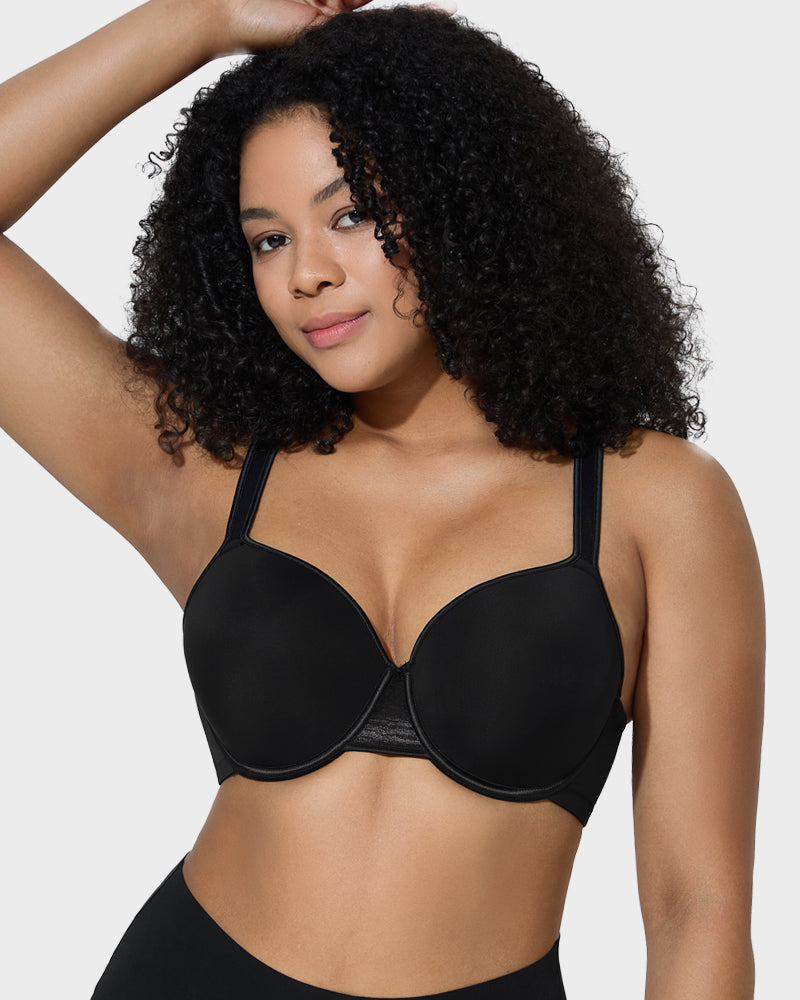 LilyCurve Elegant Full Coverage Underwire Bra in BK