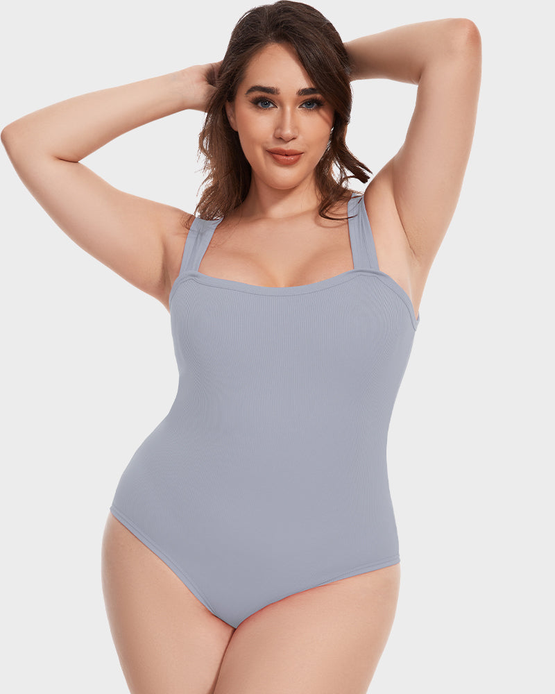 LilyCurve Sleeveless Tummy Control Tank Tops Bodysuits in WH