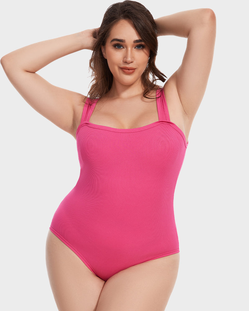 LilyCurve Sleeveless Tummy Control Tank Tops Bodysuits in NU