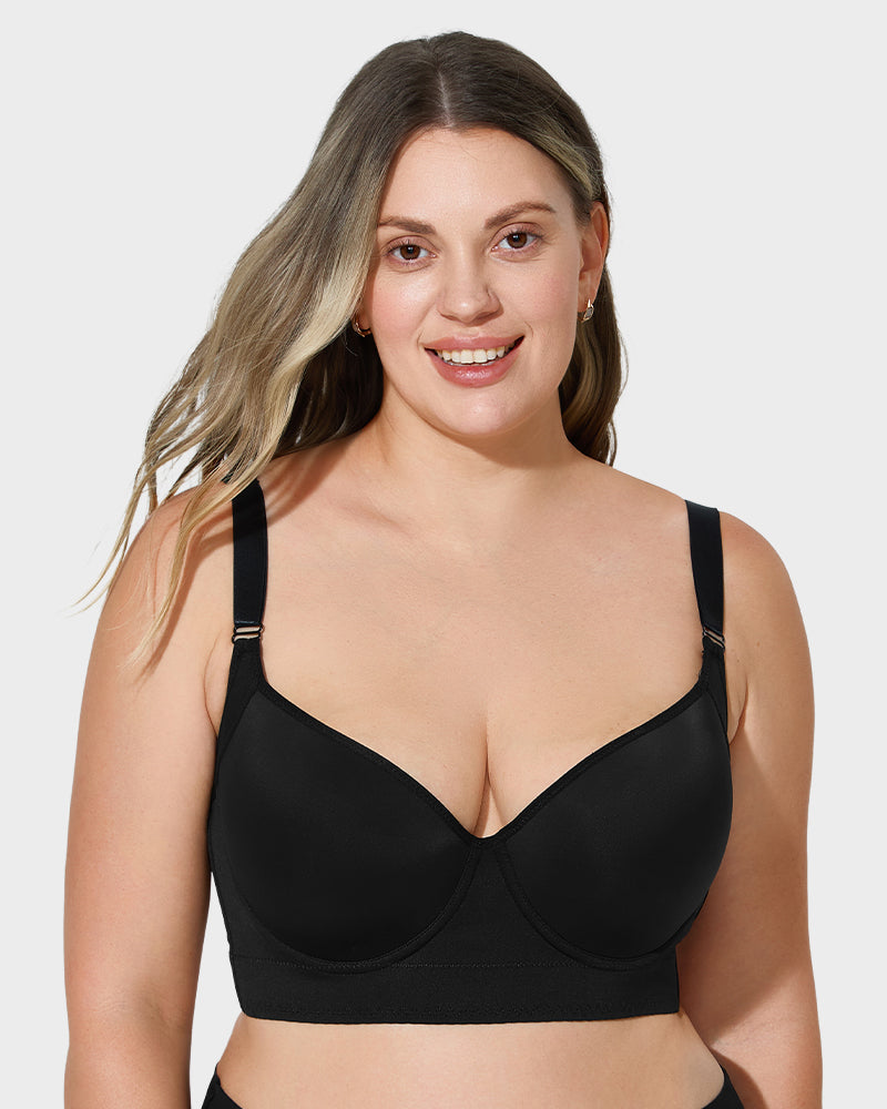 LilyCurve Back-Smoothing Push-Up Bra – Classic Everyday Lift in BK