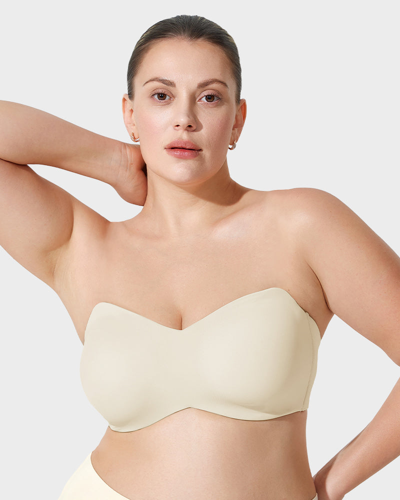 LilyCurve Full Support Non-Slip Convertible Bandeau Bra in NU