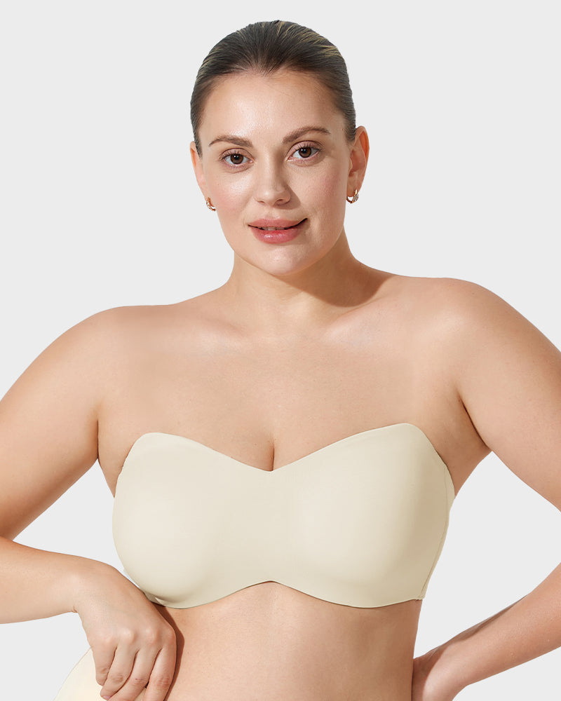LilyCurve Full Support Non-Slip Convertible Bandeau Bra in NU