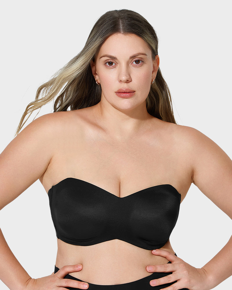LilyCurve Full Support Non-Slip Convertible Bandeau Bra in NU