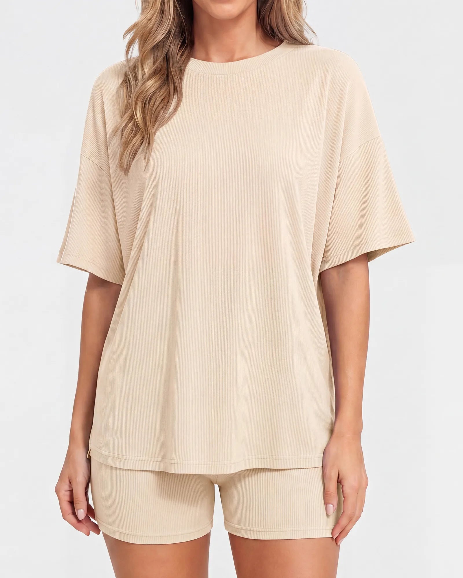 Oversized Crewneck Split Hem Lounge Set