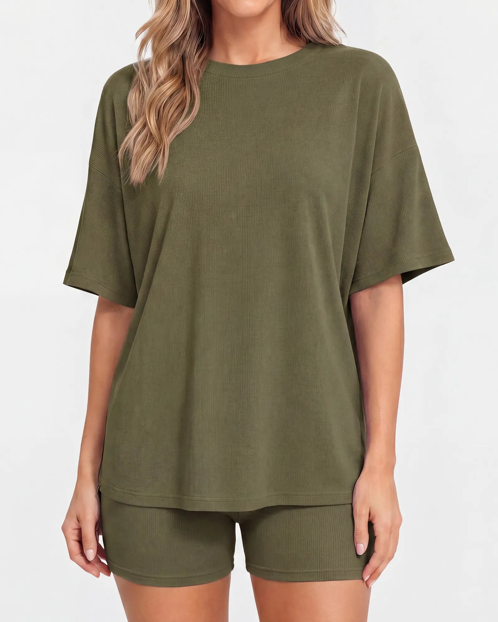 Oversized Crewneck Split Hem Lounge Set