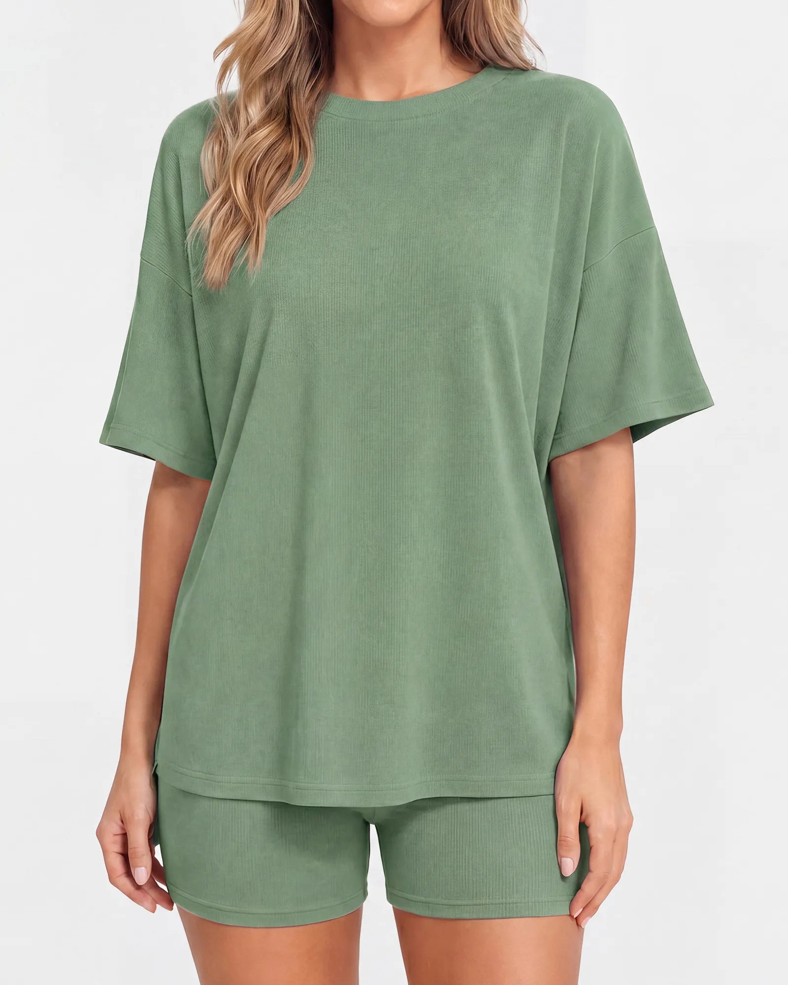 Oversized Crewneck Split Hem Lounge Set