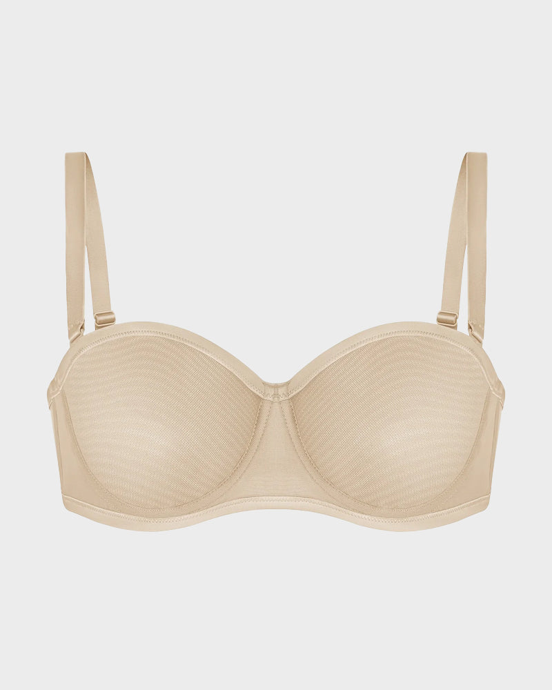 LilyCurve Strapless Mesh Underwire Balconette Bra in LE